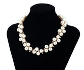 Beautiful Pearl and Rhinestone Crystal Statement Collar Necklace